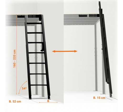 Folding Stairs to wall 54º S